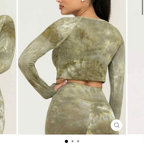 Daughters Of Jade Olive Tie-Dye Long Sleeve Crop Top No Tags (Seems To Be Med) - Picture 3 of 9